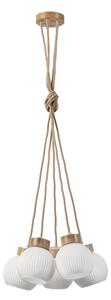 Lustru suspendat pe cablu LOOMIS, 5x E27 / 15 W / 230 V, 130 cm, bej/stejar