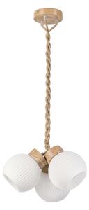 Lustră pe cablu LOOMIS 3x E27/15W/230V, 83 cm, bej/stejar