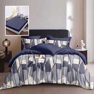 Lenjerie de pat 6 Piese Bumbac 100% Finet- Model Albastru geometric