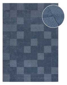 Covor albastru închis țesut manual din lână 120x170 cm Checkerboard – Flair Rugs