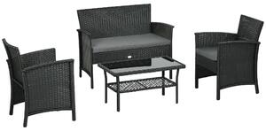Outsunny Set de Mobila de Gradina din Ratan PE cu Canapea | Aosom Romania