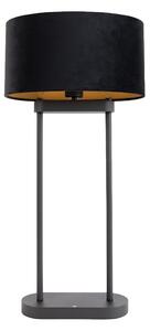 Lampă de masă neagră cu abajur oval negru 35cm - Thijmen