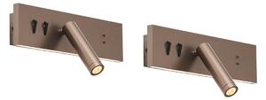 Set de 2 Aplice Moderne Bronz Închis Reglabile cu USB-C incl. LED - Modric