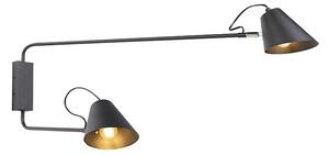 Lampă de perete inteligentă modernă neagră cu 2 lumini reglabile, inclusiv WiFi A60 - Lune