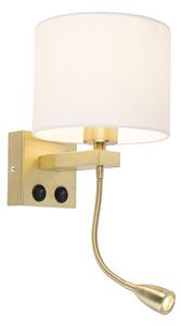 Lampă de perete inteligentă aurie cu abajur alb, inclusiv Wi-Fi A60 - Brescia