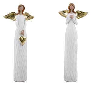 Set de 2 figurine albe de Crăciun Ego Dekor Angel Anna