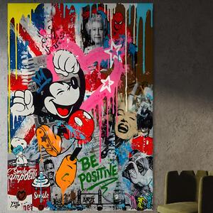Tablou Canvas Premium LuxCanva® B1068, Be Positive , Decorativ, Birou, Mickey Mouse, Marilyn Monroe, Spider Man, Regina Elisabeta a II-a, Culori Vibrante