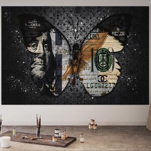 Tablou Canvas Premium LuxCanva® B1066, Fancy Butterfly , Decorativ, Fluture, Living, Fendi, Hermes, Dolar, Birou, Culori Vibrante