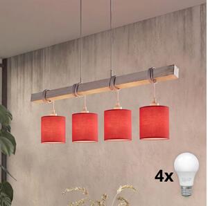Brilagi - lustra LED suspendată pe cablu NUBILA 4xE27/60W/230V gri/roșu