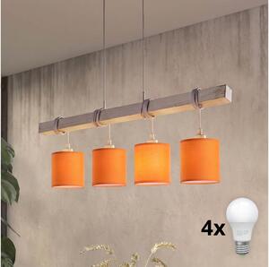 Brilagi - Lustra LED pe cablu NUBILA 4xE27/60W/230V gri/portocaliu