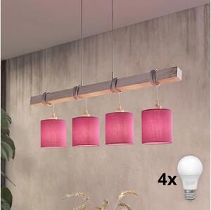 Brilagi - Lustră LED pe cablu NUBILA 4xE27/60W/230V gri/roz