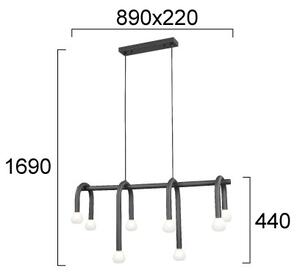 Candelabru suspendat pe cablu DELORI, 8xG9/28W/230V, negru