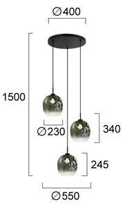 Lampă suspendată pe cablu MIRROR 3xE27/14W/230V verde fumuriu