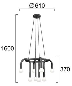 Candelabru suspendat pe cablu DELORI 8xG9/28W/230V, negru