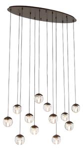 Lampă pendant de design bronz închis cu sticlă transparentă 12 lumini - Inge