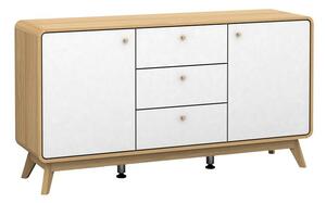 Comodă albă/în culoare naturală joasă cu aspect de lemn de stejar 140x75 cm Caitlin – Støraa