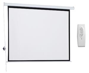 HOMCOM Ecran Proiecție Motorizat 84 Inch pentru Home Cinema, Sistem de Rulare Automat, Ideal pentru Filme și Prezentări, Alb | Aosom Romania