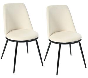 Set de 2 scaune de prânz, design ergonomic, tapițerie din catifea, structură metalică, 44×41×88 cm, Bej