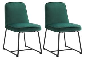 Set de 2 scaune de sufragerie din catifea, scaun tapițat cu spătar pentru sufragerie/living, 46x45x81,5 cm, Verde