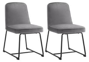 Set de 2 scaune de sufragerie din catifea, scaun tapițat cu spătar pentru sufragerie/living, 46x45x81,5 cm, Gri