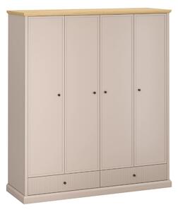 Dulap haine cu rafturi si sertare IDELLO, taupe/stejar, PAL, 180x62x20