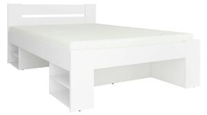 Cadru pat NEPO PLUS 140x200, alb, PAL laminat, cu spatiu depozitare