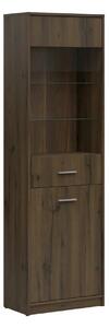 Vitrina NEPO PLUS, stejar nobil, PAL laminat/sticla, 60x34x197 cm
