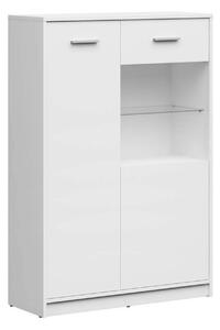Vitrina NEPO PLUS, alb, PAL laminat/sticla, 90x34x132 cm