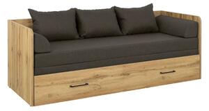Pat TETRIX 80/160x200, stejar wotan/maro, PAL/stofa, cu saltea extensi