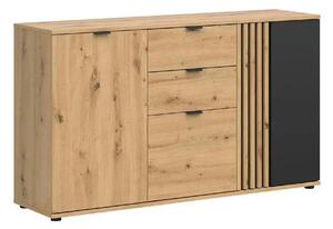 Comoda VABRES, stejar artisan/negru mat, PAL laminat, 151x40x87 cm