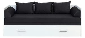 Pat TETRIX 80/160x200, alb/negru, PAL/stofa, cu saltea extensibila si
