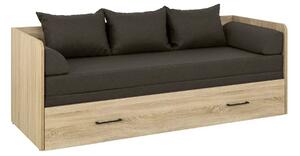Pat TETRIX 80/160x200, stejar sonoma/maro, PAL/stofa, cu saltea extens