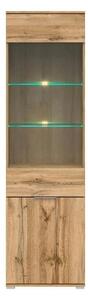 Vitrina ZELE, stejar wotan, PAL laminat, 56x41x195 cm