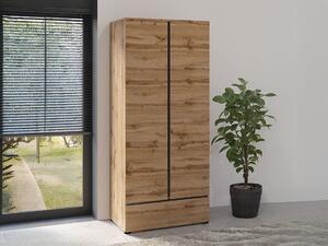 Dulap Alfere 118Stejar Wotan, Negru, 210x89x60cm, Uși dulap: Cu balamale