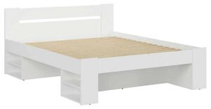 Cadru pat NEPO PLUS 160x200, alb, PAL laminat, cu spatiu depozitare