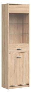 Vitrina NEPO PLUS, stejar sonoma, PAL laminat/sticla, 60x34x197 cm