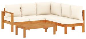 Set canapele de grădină cu perne, 4 piese, lemn masiv de acacia