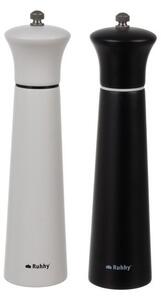 Set 2 rasnite sare si piper, capacitate 60 ml, reglare grad macinare, forma ergonomica, alb si negru mat, 22x5.2 cm