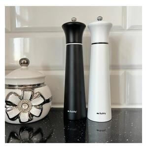 Set 2 rasnite sare si piper, capacitate 60 ml, reglare grad macinare, forma ergonomica, alb si negru mat, 22x5.2 cm
