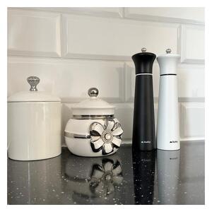 Set 2 rasnite sare si piper, capacitate 60 ml, reglare grad macinare, forma ergonomica, alb si negru mat, 22x5.2 cm