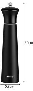 Set 2 rasnite sare si piper, capacitate 60 ml, reglare grad macinare, forma ergonomica, alb si negru mat, 22x5.2 cm