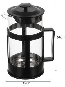 Presa franceza pentru cafea si ceai, capacitate 1 litru, pentru 3-6 persoane, infuzor sticla, sita si piston otel inoxidabil