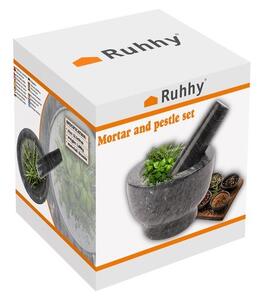 Mojar cu pistil, pentru condimente si ierburi aromatice, marmura naturala