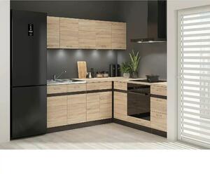 Set bucatarie JUNONA LINE, stejar sonoma/wenge, PAL, 200x200 cm, stang
