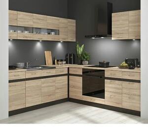 Mobila bucatarie in colt JUNONA LINE, stejar sonoma/wenge, PAL, 220x24