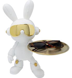 Figurina decorativa Cool Bunny 24x27 cm alb-aurie
