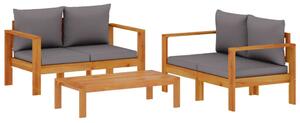 Set de canapele de grădină cu perne, 3 piese, lemn masiv acacia