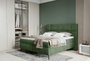 Pat tapitat boxspring LUCIO 180x200, stofa catifelata bej deschis - On