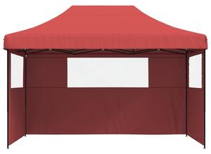 Cort pliabil pentru petreceri cu 3 pereți laterali roșu vișiniu