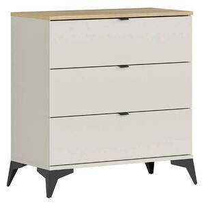 Comoda GLAMOUR, stejar/casmir, PAL, cu 3 sertare, 85x42x90 cm